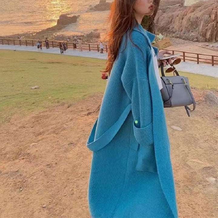 Damen Modische Langstrickjacke mit großzügigen Taschen und lässigem Schnitt Drune