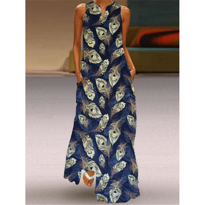 Damen Maxikleid mit elegantem floralem Design und seitlichen Taschen Drune