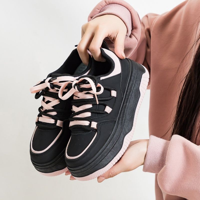 Damen Plateausneaker im Retro-Chunky-Look mit zweifarbiger EVA-Sohlenschichtung und gepolstertem Komfortkragen Drune
