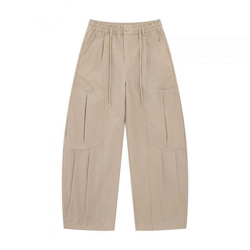 Unisex Weite Utility-Cargo-Hose aus Baumwollmix mit Tunnelzugbund, großen Aufgesetzten Taschen und ballonförmiger Silhouette Drune