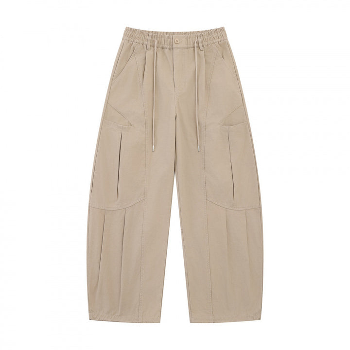 Unisex Weite Utility-Cargo-Hose aus Baumwollmix mit Tunnelzugbund, großen Aufgesetzten Taschen und ballonförmiger Silhouette Drune