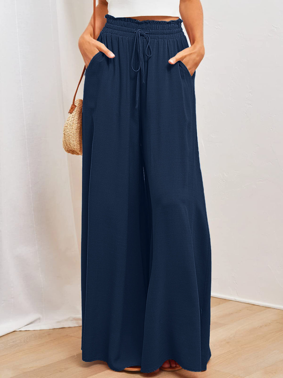 Damen weite Sommerhose mit elastischem Bund und praktischen Taschen Drune