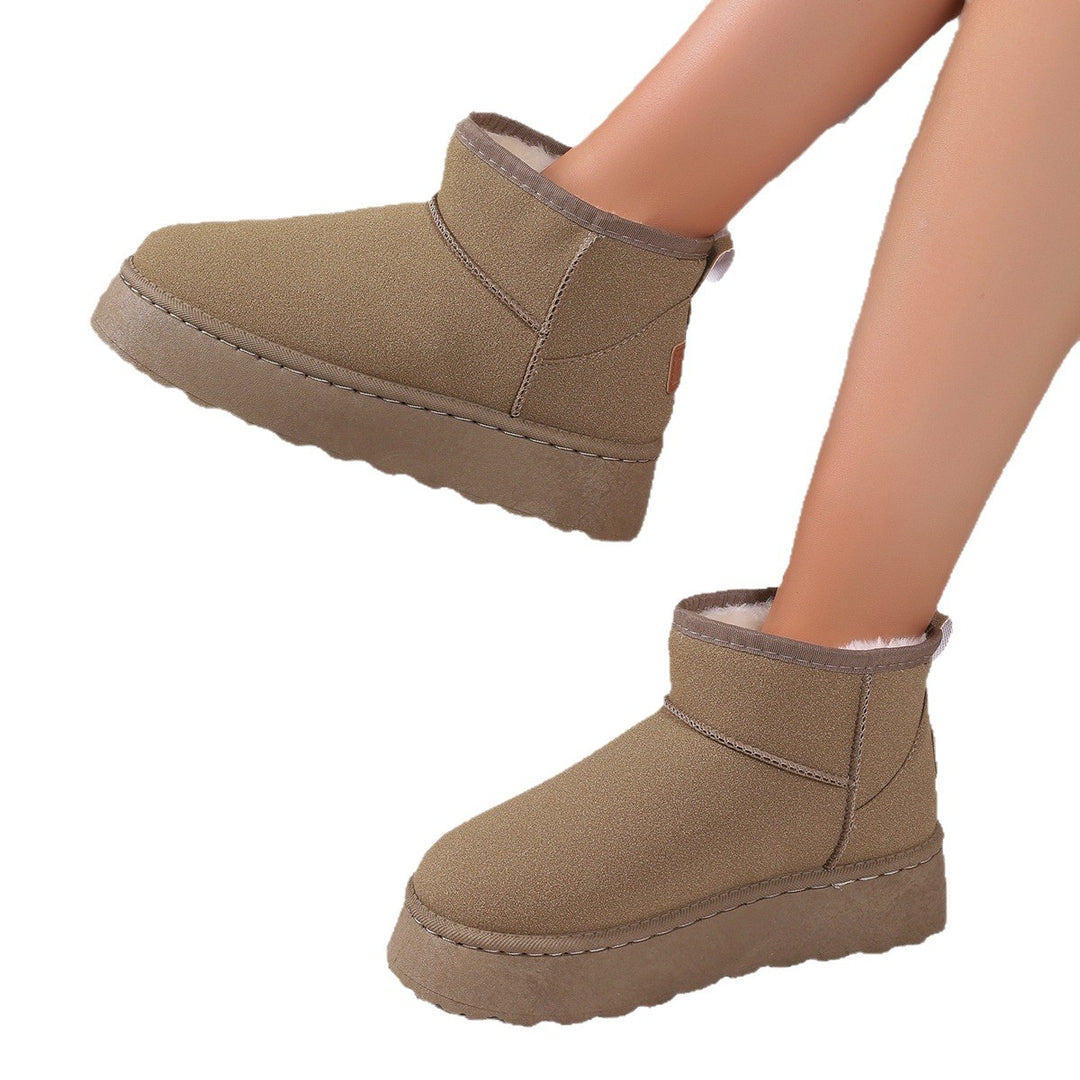 Damen Gefütterte Kurzstiefel mit Plateau‑Sohle und Velours‑Optik Drune