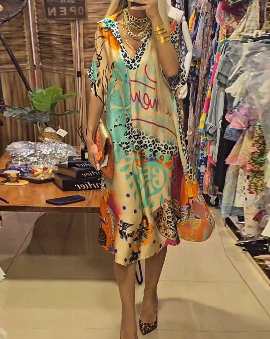 Damen Kunstvolle Kaftan-Style Tunika Drune