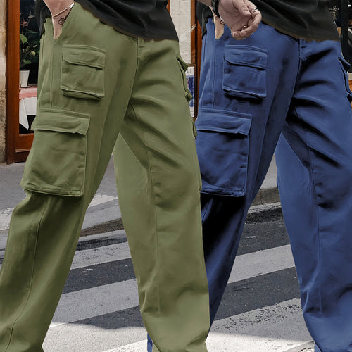 Herren Oversize Utility-Cargohose mit mehrfachen aufgesetzten Klapptaschen Drune