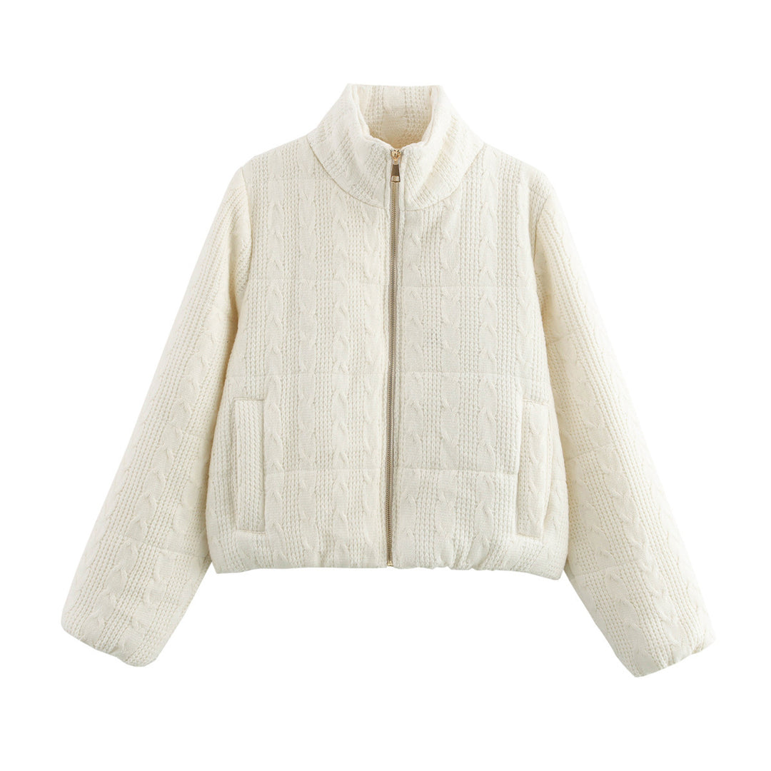 Damen warme Kapuzenjacke aus Strukturstrick Drune