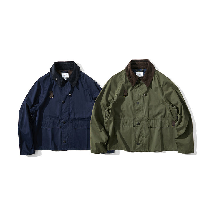 Herren Kurz geschnittene Utility-Fieldjacke mit Cordkragen und D-Ring-Details Drune