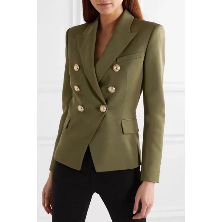 Damen Elegante Doppelreihige Blazerjacke mit goldenen Knöpfen Drune