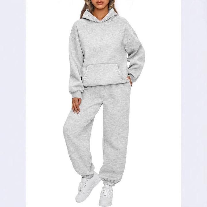 Damen nan luxuriöses Oversize-Loungewear-Set Kapuzenpullover mit Kängurutasche und weit geschnittene Jogginghose mit elastischen Knöchelabschlüssen Drune