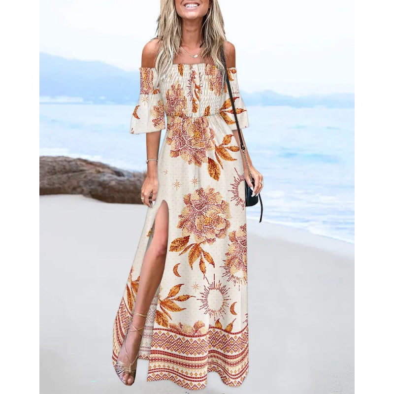 Damen Blumen Maxi Kleid Drune