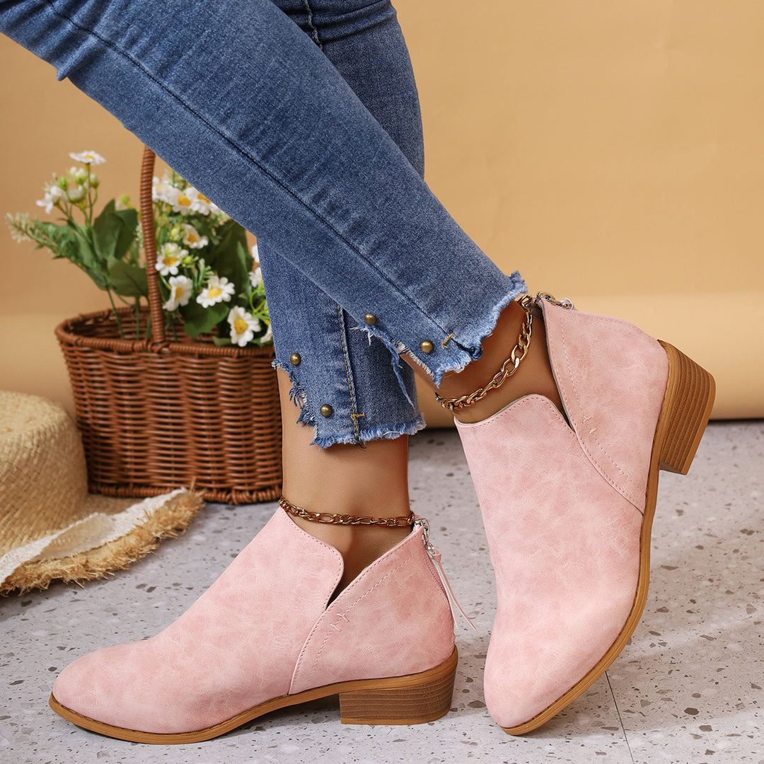 Damen elegante Stiefeletten mit modischem Slip-On Design und komfortablem Blockabsatz Drune