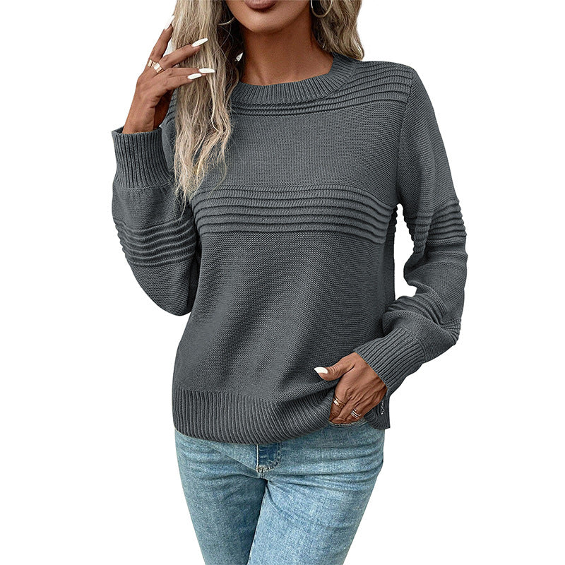 Damen Feinstrick‑Pullover mit horizontaler Rippenpasse und gerippten Bündchen Drune
