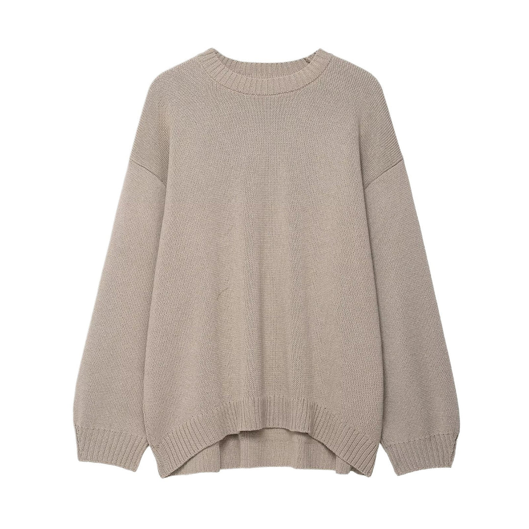 Damen Modischer Strickpullover mit lässigem Schnitt und weitem Saum Drune