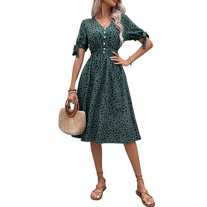 Damen Midi-Kleid mit vorteilhaftem Smock-Design und verspielten Rüschendetails Drune