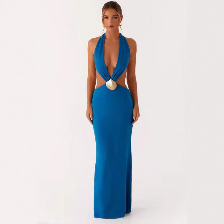 Damen Elegantes und verführerisches Abendkleid mit tiefem V-Ausschnitt und Cut-Out-Design Drune