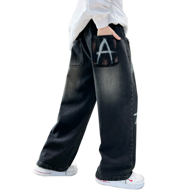 Unisex modische lässige Jeans mit kreativem Druck Drune
