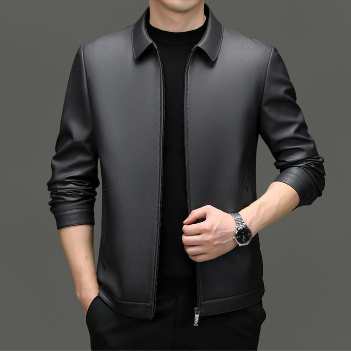 Herren Kunstlederjacke mit modernem Schnitt und feiner Textur Drune