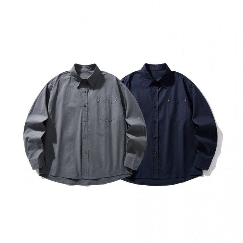 Herren Boxy-Overshirt mit Brusttasche und Hemdkragen aus leichtem Baumwollmix Drune