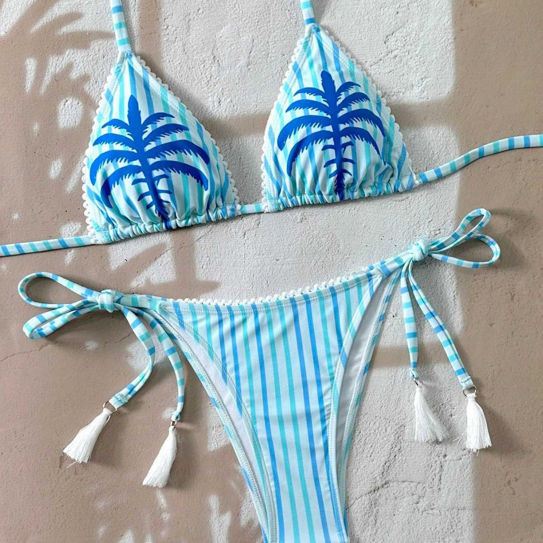 Damen Bikiniset mit verspielten Rüschen und floralem Design Drune