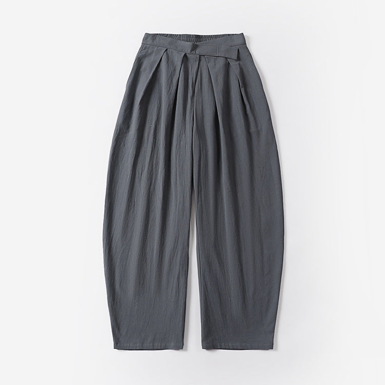 Damen Elegante Bundfalten-Hose mit ballonförmigem Bein und elastischem Taillenbund Drune