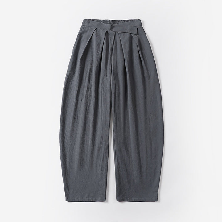 Damen Elegante Bundfalten-Hose mit ballonförmigem Bein und elastischem Taillenbund Drune