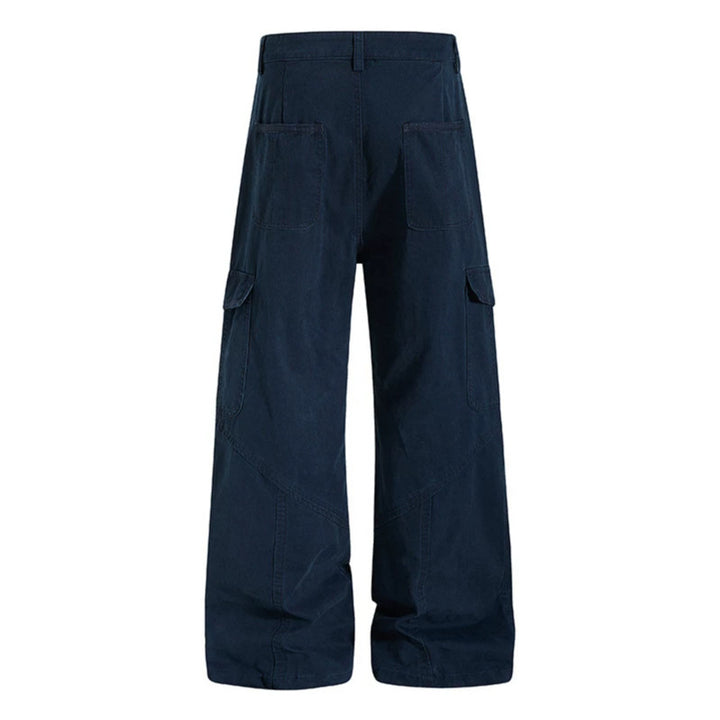 Damen Weite Cargo-Hose aus Baumwoll-Mix mit hohem Bund und Multifunktionstaschen Drune