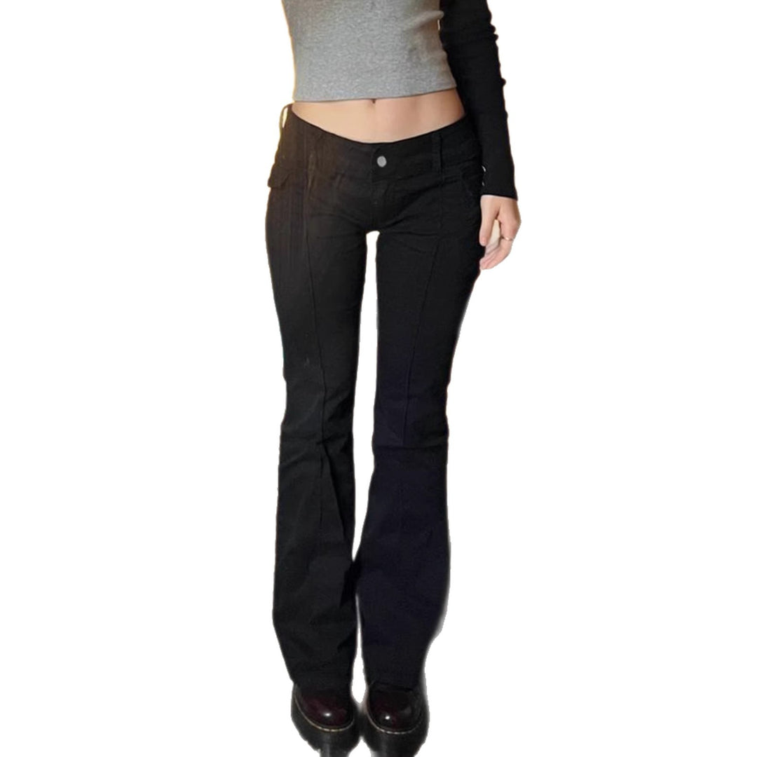 Damen High‑Waist Schlaghose mit Ziernaht und Klappentaschen Drune