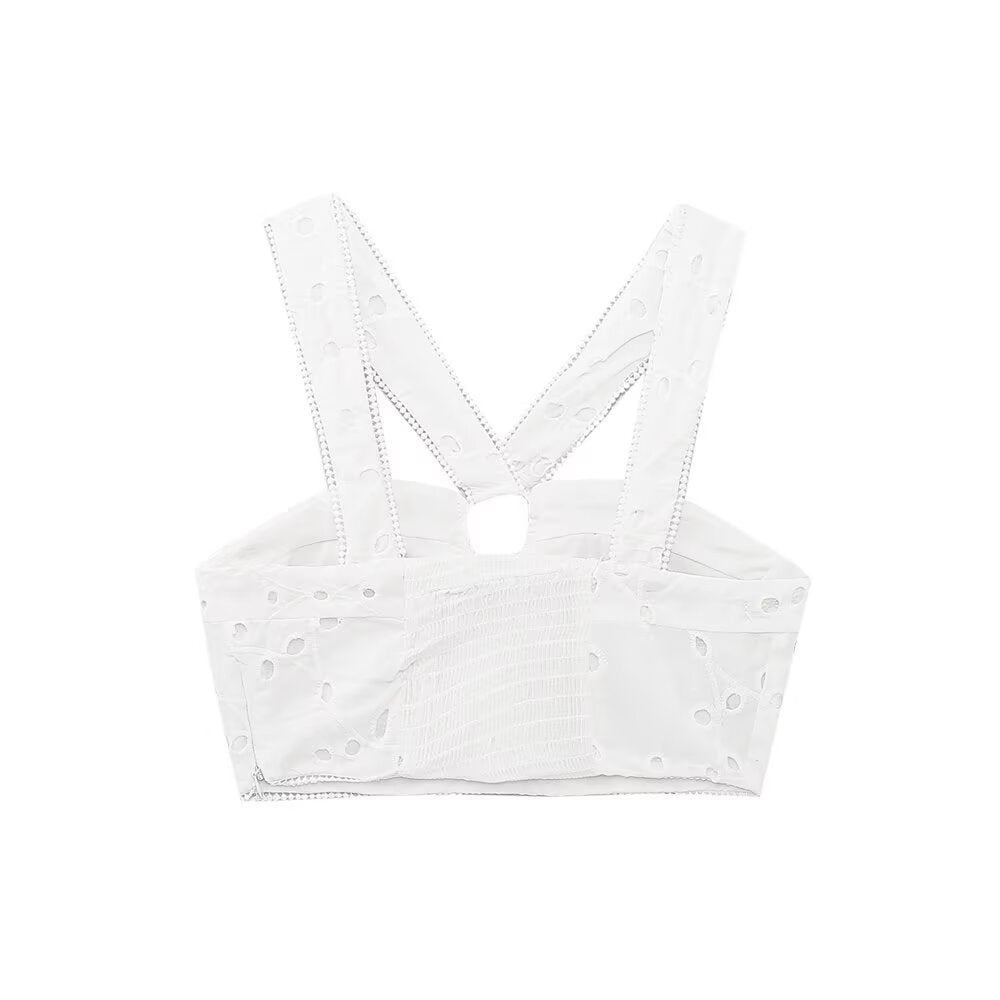 Damen Crop-Bra mit zarter Lochspitze und elegantem Rückenausschnitt Drune