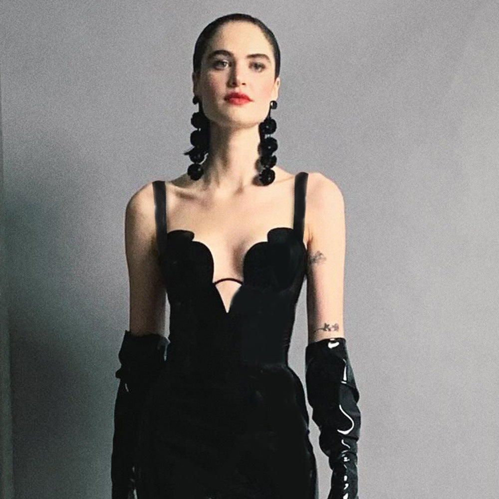 Damen figurbetontes Kleid mit V-Ausschnitt Drune
