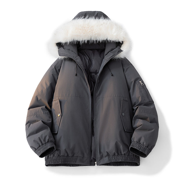 Damen Modische Winterjacke mit abnehmbarem Kunstfellkragen Drune