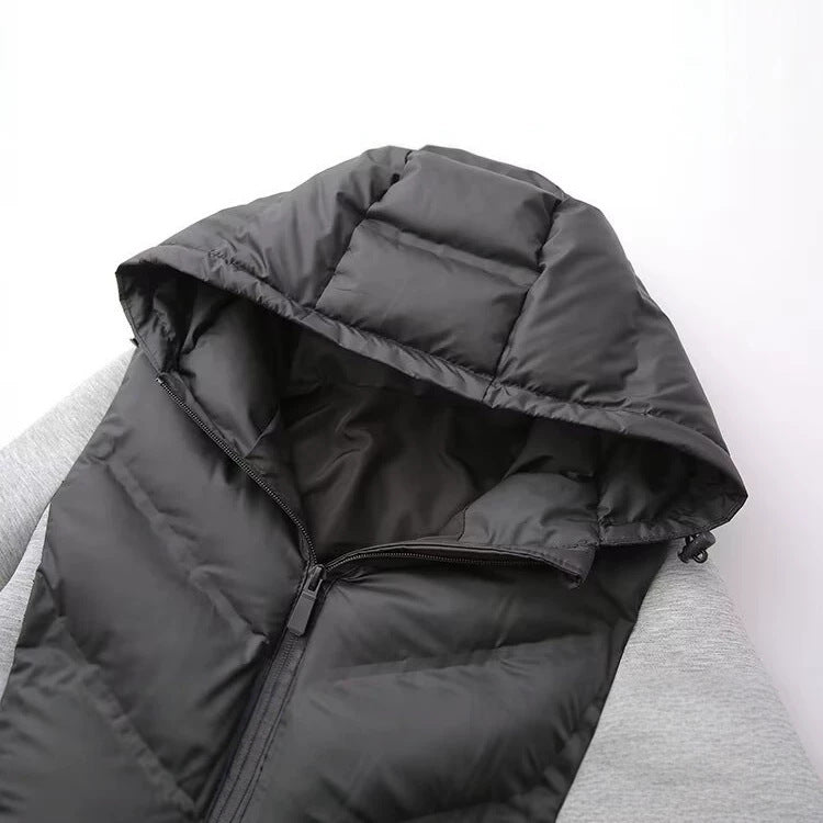 Damen Kapuzen-Hybridjacke mit gesteppter Front und Sweat-Ärmeln Drune