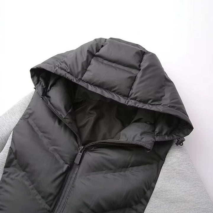 Damen Kapuzen-Hybridjacke mit gesteppter Front und Sweat-Ärmeln Drune