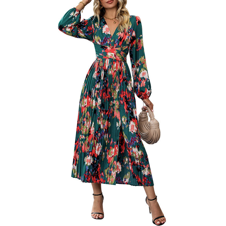 Damen Maxikleid mit floralem Design und elegantem Schlitz Drune