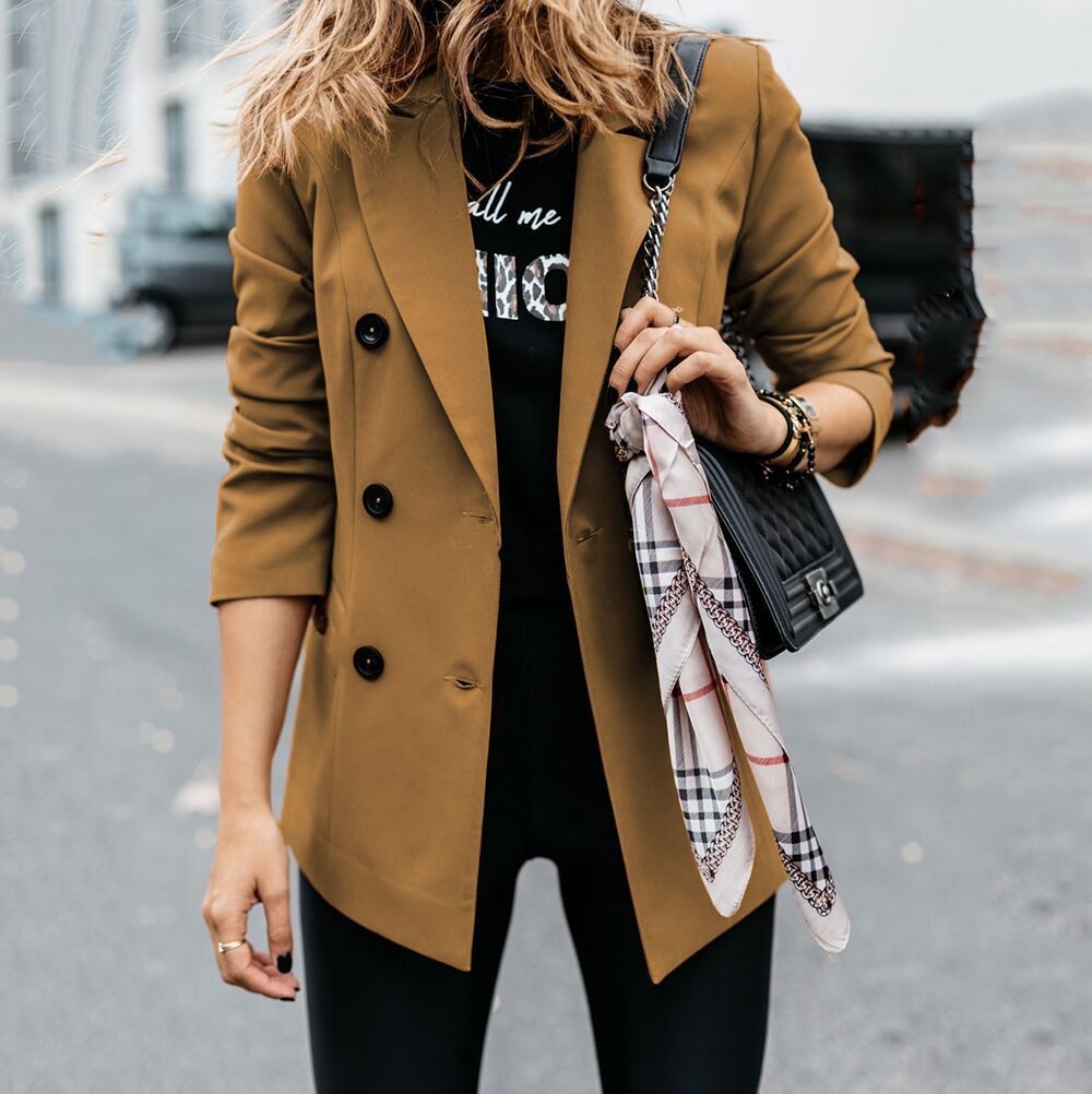 Damen eleganter taillierter Blazer mit doppelter Knopfleiste Drune