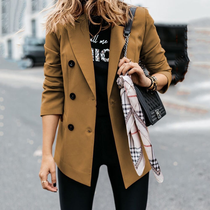 Damen eleganter taillierter Blazer mit doppelter Knopfleiste Drune