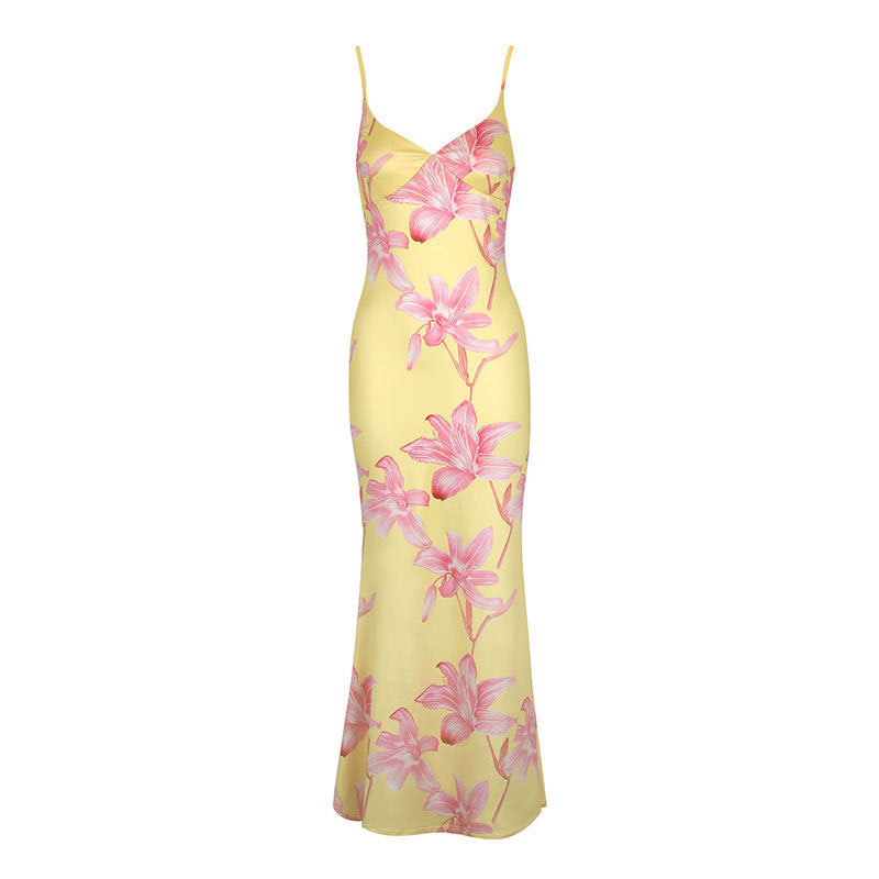 Damen Körperbetontes Maxikleid mit Blumenmuster Drune