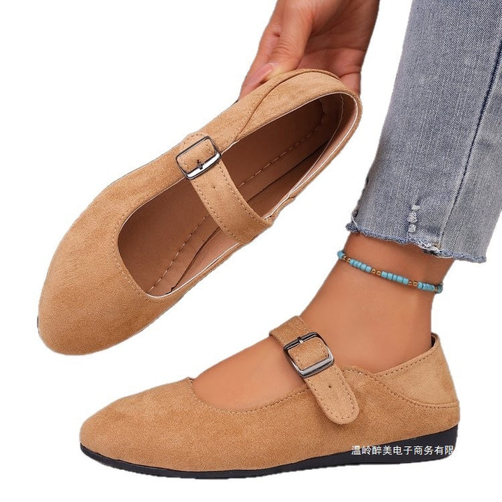 Damen nan elegante Mary-Jane-Ballerina mit verstellbarem Komfortriemen, gepolstertem Fußbett und dezenter Animal‑Prägung Drune