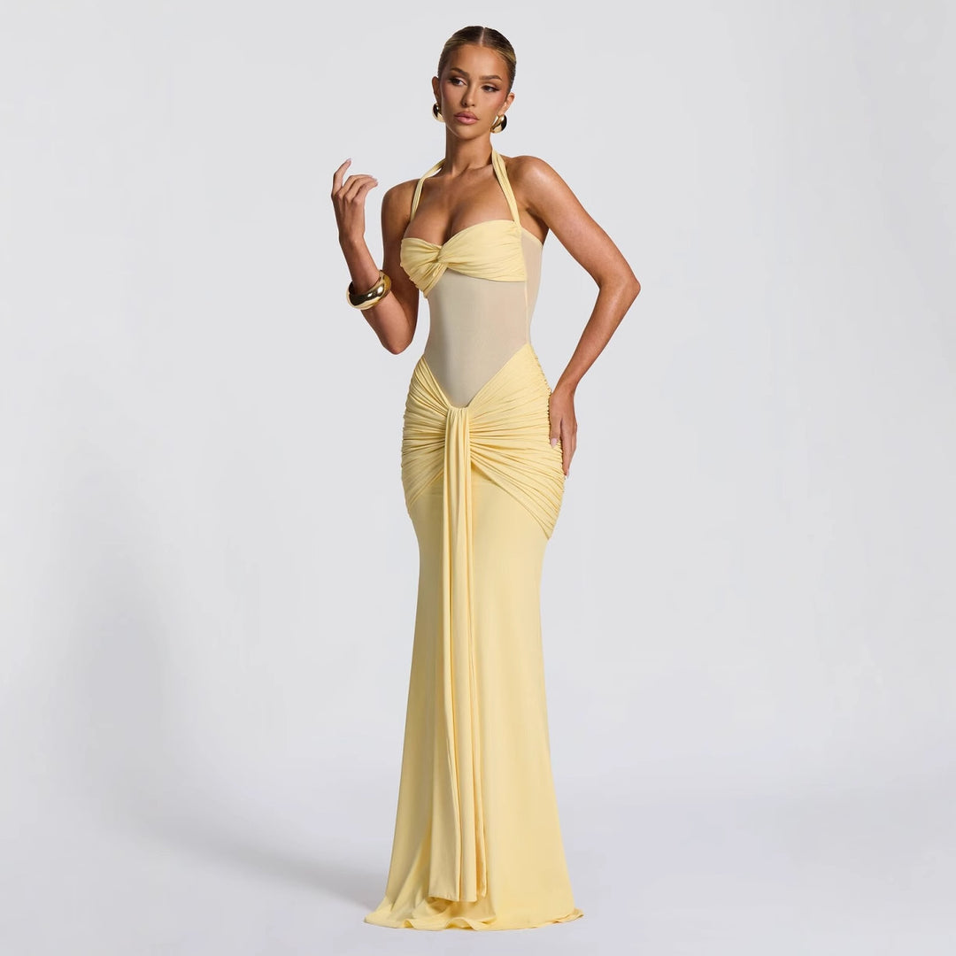 Damen figurbetontes Abendkleid mit innovativem Rüschendesign und fließendem Schnitt Drune