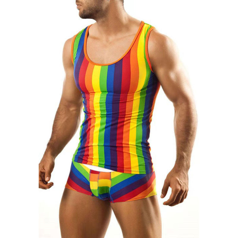 Herren nan eng anliegendes Unterwäsche-Set mit Tanktop und formendem Boxerbrief aus Stretchjersey Drune