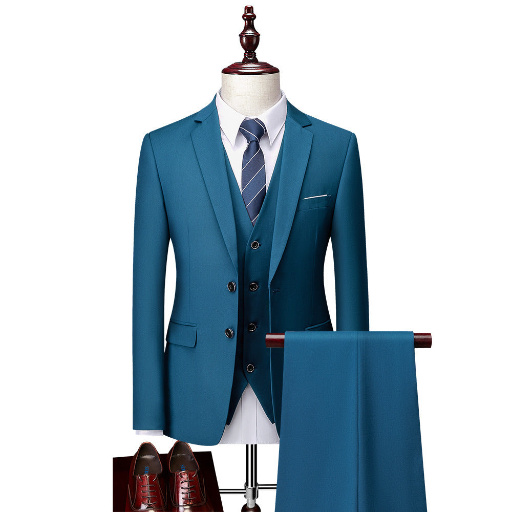Herren Dreiteiliger Business-Anzug mit tailliertem Schnitt, Weste und klassischem Revers Drune