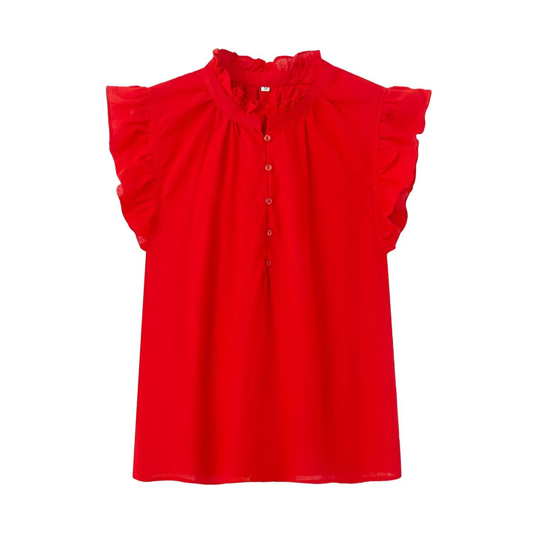 Damenbluse mit Rüschendetails und Knopfleiste Drune
