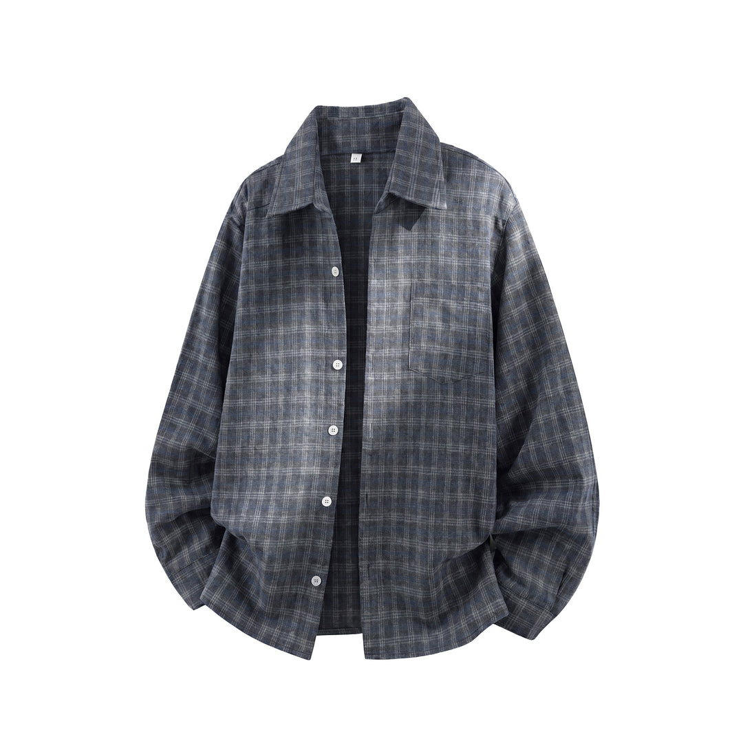 Unisex Oversize Flanell-Hemdjacke mit Karomuster und aufgesetzter Brusttasche Drune