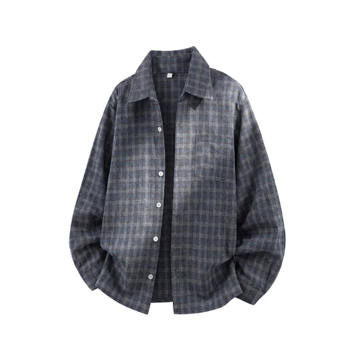 Unisex Oversize Flanell-Hemdjacke mit Karomuster und aufgesetzter Brusttasche Drune