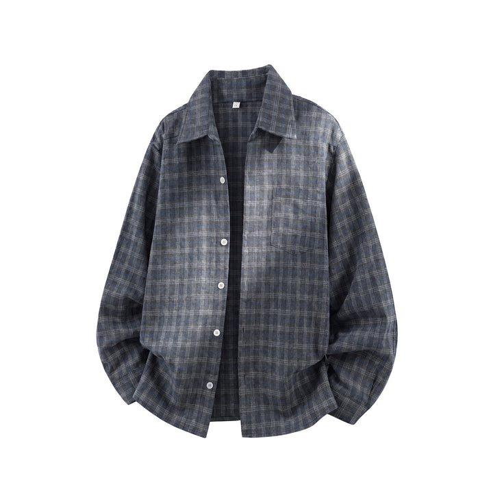 Unisex Oversize Flanell-Hemdjacke mit Vintage-Karo und Brusttasche Drune