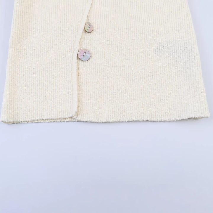 Damen Asymmetrischer Feinstrick-Cardigan mit Perlmuttknöpfen und gerippter Struktur Drune