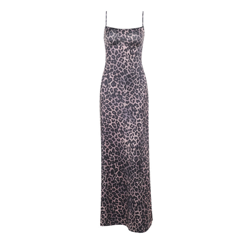 Damen Maxikleid mit elegantem Animal-Print und schmalen Trägern Drune