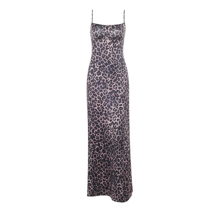 Damen Maxikleid mit elegantem Animal-Print und schmalen Trägern Drune