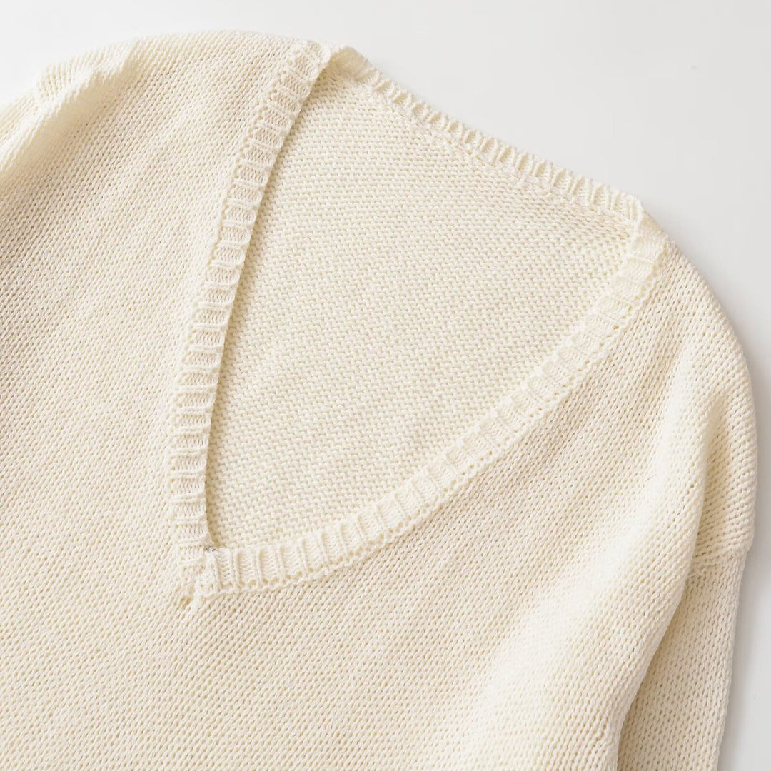 Damen Grobstrickpullover mit tiefem V-Ausschnitt und Oversize-Schnitt Drune