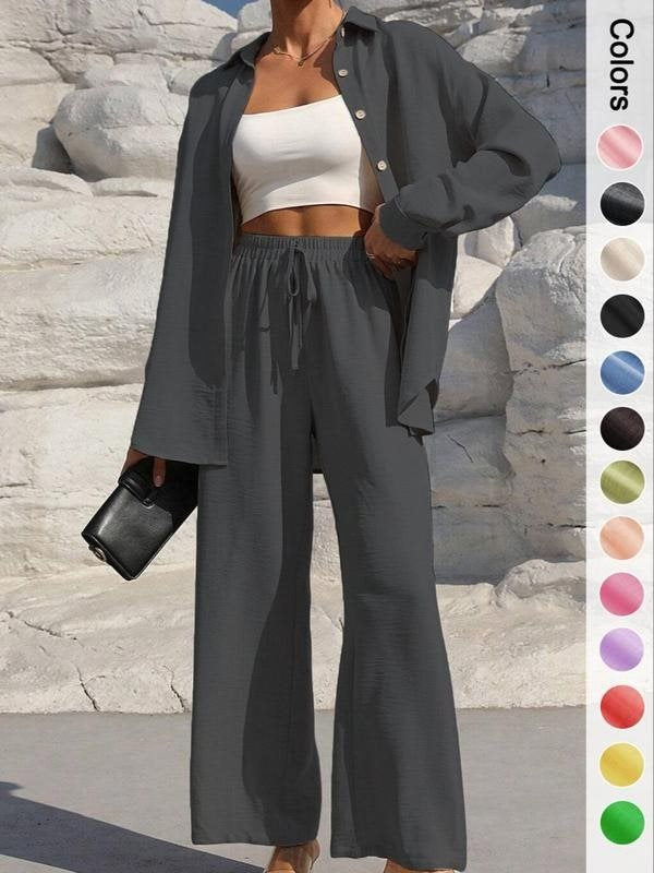 Damen lässiger Satin-Loungewear-Anzug mit weitem Schnitt und nachhaltigem Stoff Drune