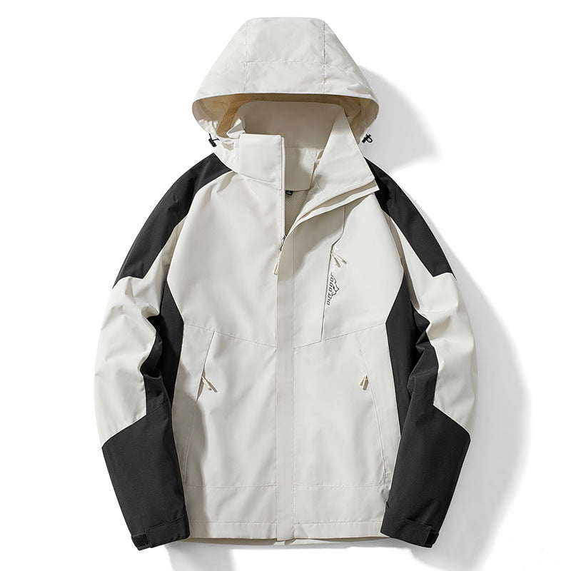 Herren Colorblock Softshell-Trekkerjacke mit Kapuze, verdeckten Reißverschlüssen und seitlichen Eingrifftaschen Drune